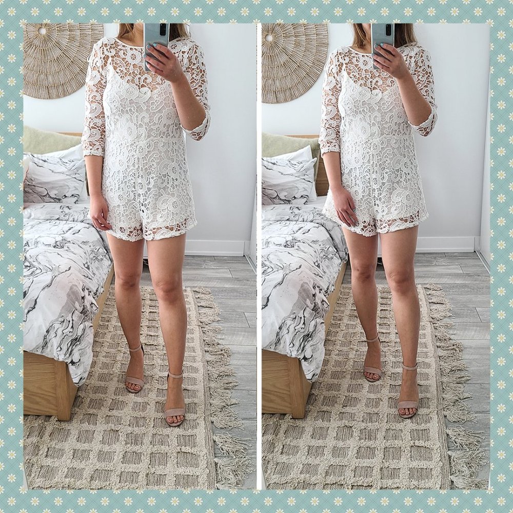 Zara White Lace Romper